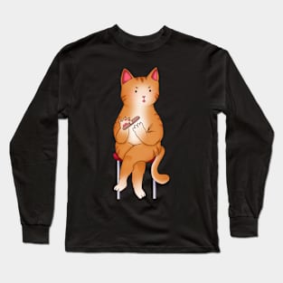 Funny Kawaii Orange Cat with Attitude, Love Cats Long Sleeve T-Shirt